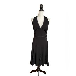 Y2K Joseph Ribkoff Halter Cocktail Dress with Flare and Lace Skirt